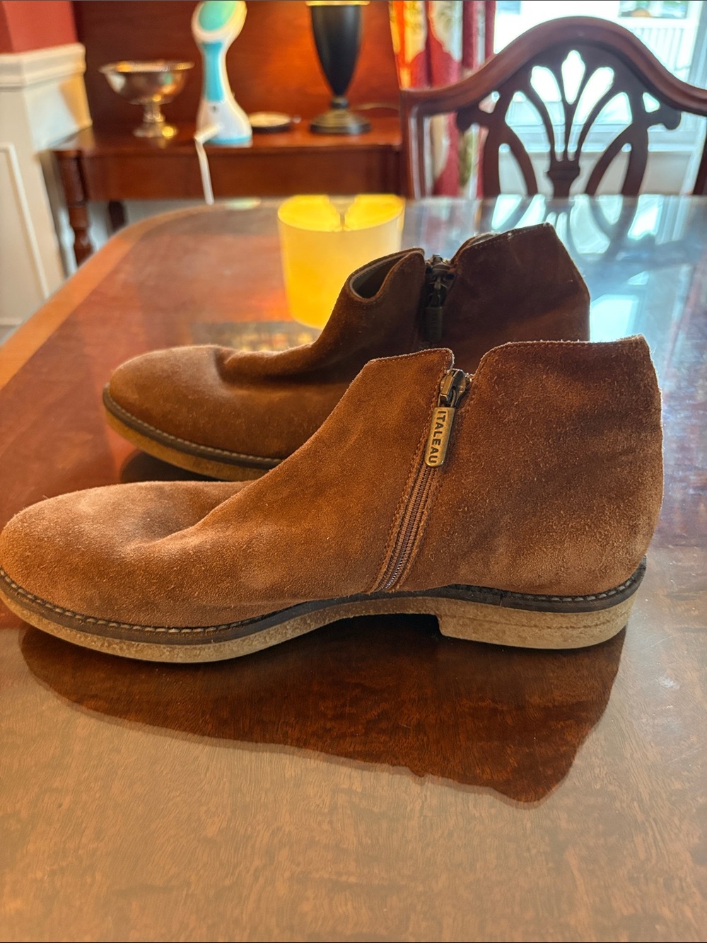 Tiziano Brown Suede Women's Side-Zip Ankle Booties
